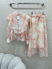 ZIMMER FLORAL PRINTED PINK CHIFFON SET 269185