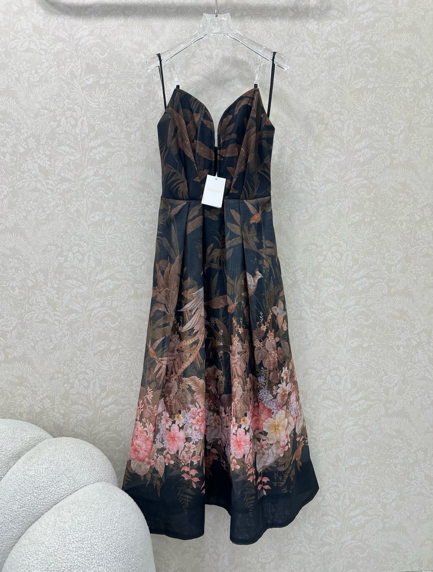 ZIMMERMANN STRAIGHT TUBE DRESS WITH HERRINGBONE PATTERN 269368