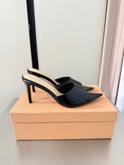 GIANVITO ROSSI 26S POINTED-TOE SANDALS 90 MM IN BLACK PATENT CALFSKIN