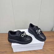 JIMMY CHOO 26S SNEAKERS 55 MM IN BLACK CALFSKIN WITH CRYSTAL BOW