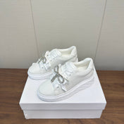 JIMMY CHOO 26S SNEAKERS 55 MM IN WHITE CALFSKIN WITH CRYSTAL BOW