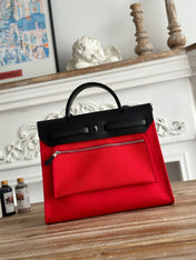 ZIP CABINE 31 BAG IN CLASSIC RED CANVAS AND BLACK CALFSKIN
