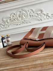 ZIP CABINE 31 BAG IN BRONZE BROWN MIX WHITE CANVAS AND CALFSKIN