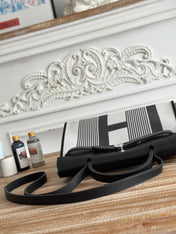 ZIP CABINE 31 BAG IN BLACK MIX WHITE CANVAS AND CALFSKIN
