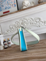 MINI NEO 17 EVELYNE BAG IN SKY BLUE CANVAS AND WHITE CALFSKIN