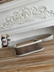 MINI NEO 17 EVELYNE BAG IN WENGE BROWN CANVAS AND WHITE CALFSKIN