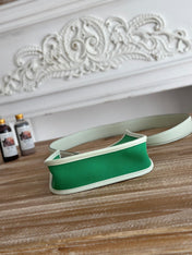 MINI NEO 17 EVELYNE BAG IN EMERALD GREEN CANVAS AND WHITE CALFSKIN
