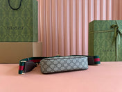 OPHIDIA SMALL SHOULDER BAG 25 IN BEIGE EBONY CANVAS AND DARK BROWN LAMBSKIN GOLD HARDWARE