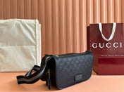 NYLON LINE BODY BAG 27 IN BLACK GG CANVAS