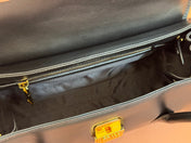 BEAU TOP HANDLE BAG 28 IN BLACK GLOSSY CALFSKIN GOLD HARDWARE