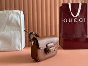 SMALL HORSEBIT 1955 SHOULDER BAG 20 IN BROWN SOFT CALFSKIN LIGHT GOLD HARDWARE