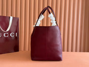 MEDIUM TOTISSIMA REVERSIBLE TOTE BAG 30 IN ROSSO ANCORA RED CALFSKIN BEIGE AND BROWN GG CANVAS ON SIDE