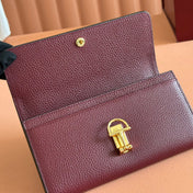 SOFTBIT CONTINENTAL WALLET 19 IN ROSSO ANCORA RED CALFSKIN GOLD HARDWARE