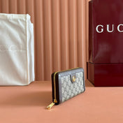 OPHIDIA WALLET 19 IN BEIGE AND DARK BROWN COATED FABRIC AND CALFSKIN