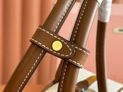BOWLING BAG 28 IN WHITE CANVAS AND BROWN CALFSKIN TRIM
