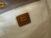 BACKPACK 22 IN GREY CANVAS BROWN CALFSKIN