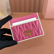 MATELASSÉ NAPPA LEATHER CARD HOLDER FUCHSIA