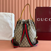 GUCCI DRAWSTRING BACKPACK TIGER HEAD 27 IN BROWN CANVAS