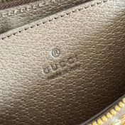 OPHIDIA SMALL SHOULDER BAG 26 IN BEIGE AND DARK BROWN CANVAS