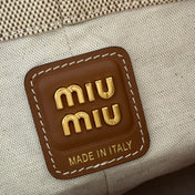 BUCKET BAG 22 BEIGE AND BRANDY IN CANVAS