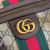 GUCCI 26S DUFFLE BAG 52 IN BEIGE AND DARK BROWN CANVAS