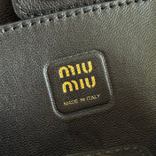 MIUMIU 26S JOIE HAND BAG 22 IN BLACK SHINY LAMBSKIN GOLD HARDWARE