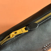MIUMIU 26S CORDUROY POUCH BAG 25 IN BLACK CALFSKIN GOLD HARDWARE