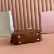 MIUMIU 26S ARCADIE BAG 19 IN TAN BROWN CALFSKIN GOLD HARDWARE
