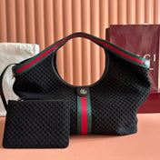 GUCCI 25S GIGLIO LARGE TOTE BAG 60 CM IN BLACK CANVAS