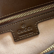 GUCCI 25S HORSEBIT 1955 MEDIUM SHOULDER BAG 29 CM IN DARK BEIGE CANVAS AND BROWN CALFSKIN WITH GOLD HARDWARE