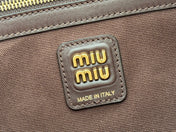 MIUMIU 26S IVY 40 TOTE IN CHOCOLATE BROWN CANVAS AND DARK BROWN CALFSKIN