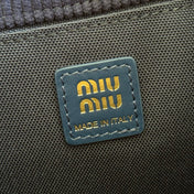 MIUMIU 26S BACKPACK 22 IN DARK BLUE CANVAS BLUE CALFSKIN