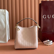 GUCCI 26S HAND BAG 19 IN LIGHT PINK CALFSKIN WITH MONOGRAM PATTERN