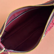 GUCCI 26S OPHIDIA SHOULDER BAG 26 IN DARK RED CANVAS EMBELLISHED WITH RHINESTONES