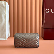 GUCCI 26S GG MARMONT BAG 16 IN WARM GRAY BROWN LAMBSKIN