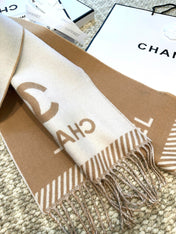 SCARF 184 CM IN PEANUT BROWN MIX WHITE MERINO WOOL 393121