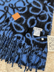 SCARF 186 CM IN COBALT BLUE MIX BLACK ALPACA AND WOOL 403824