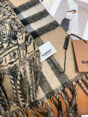 SCARF 210 CM IN CAMEL BEIGE MIX BLACK CASHMERE 408618