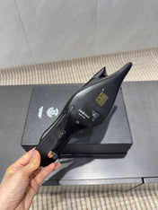 YSL 26S HEELED SLINGBACKS 50 MM IN BLACK FABRIC
