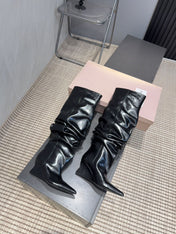 BALMAIN 26S KNEE-HIGH BOOTS 75 MM IN BLACK CALFSKIN