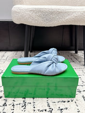 BOTTEGA VENETA 26S TWIST-STRAP SANDALS IN SKY BLUE LAMBSKIN