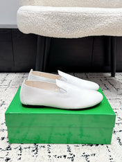 BOTTEGA VENETA 26S FLAT LOAFERS IN WHITE CALFSKIN