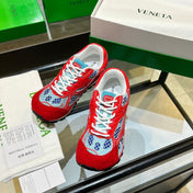 BOTTEGA VENETA 26S ORBIT SNEAKERS IN RED TECHNICAL MESH AND SUEDE