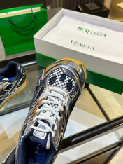BOTTEGA VENETA 26S ORBIT SNEAKERS IN SILVER AND NAVY BLUE TECHNICAL MESH