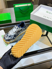 BOTTEGA VENETA 26S ORBIT SNEAKERS IN SILVER AND NAVY BLUE TECHNICAL MESH