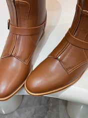 HM 25S RIDING BOOTS IN BROWN LAMBSKIN WITH SILVER HARDWARE