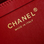 CHANEL 26S LARGE TOTE BAG 54 IN RED MULTICOLOR CANVAS AND CALFSKIN GOLD HARDWARE