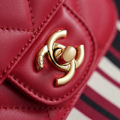 CHANEL 26S TOTE BAG 41 IN RED MULTICOLOR CANVAS AND CALFSKIN GOLD HARDWARE