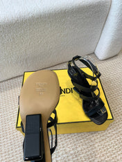 FENDI HIGH SANDAL 10 CM IN BLACK CALFSKIN
