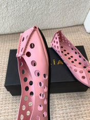PERFO BALLET FLATS IN FLAMINGO PINK CALFSKIN